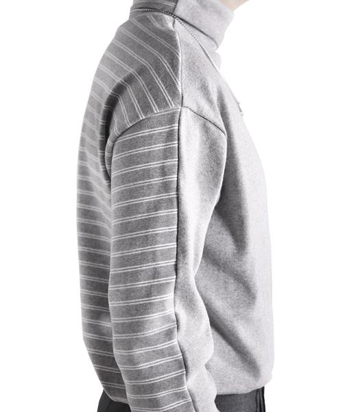 Acha Solid & Stripe Turtleneck _ Gray Gray/L