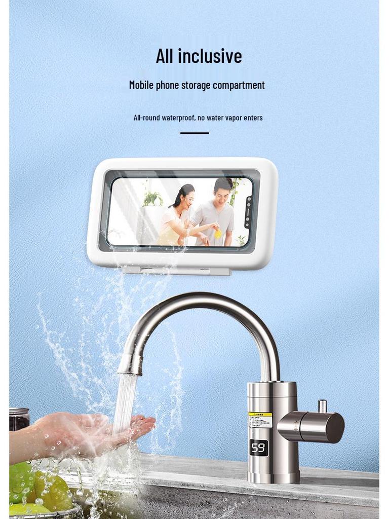 Waterproof Wall-Mounted Phone Case: No-Drill, Adjustable, Anti-Fog Touchscreen for Bathroom Toilets