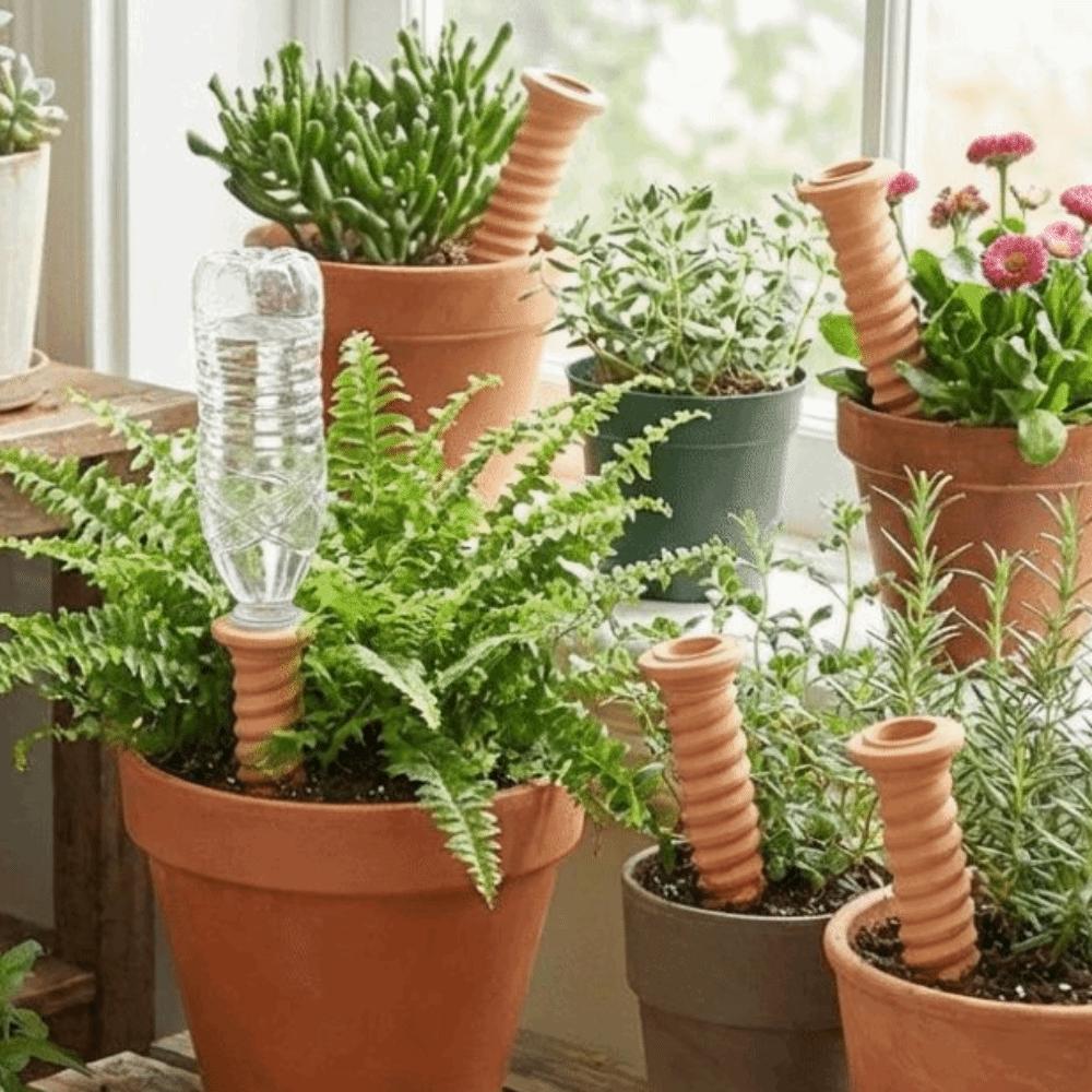 Automatic Irrigation Plant Watering Stakes Natural Clay Auto-Water Irrigation System  Vegetables