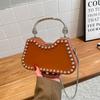 Niche Design Box Bag Women's Rivet Inlaid Retro Handbag Temperament High-end Dinner