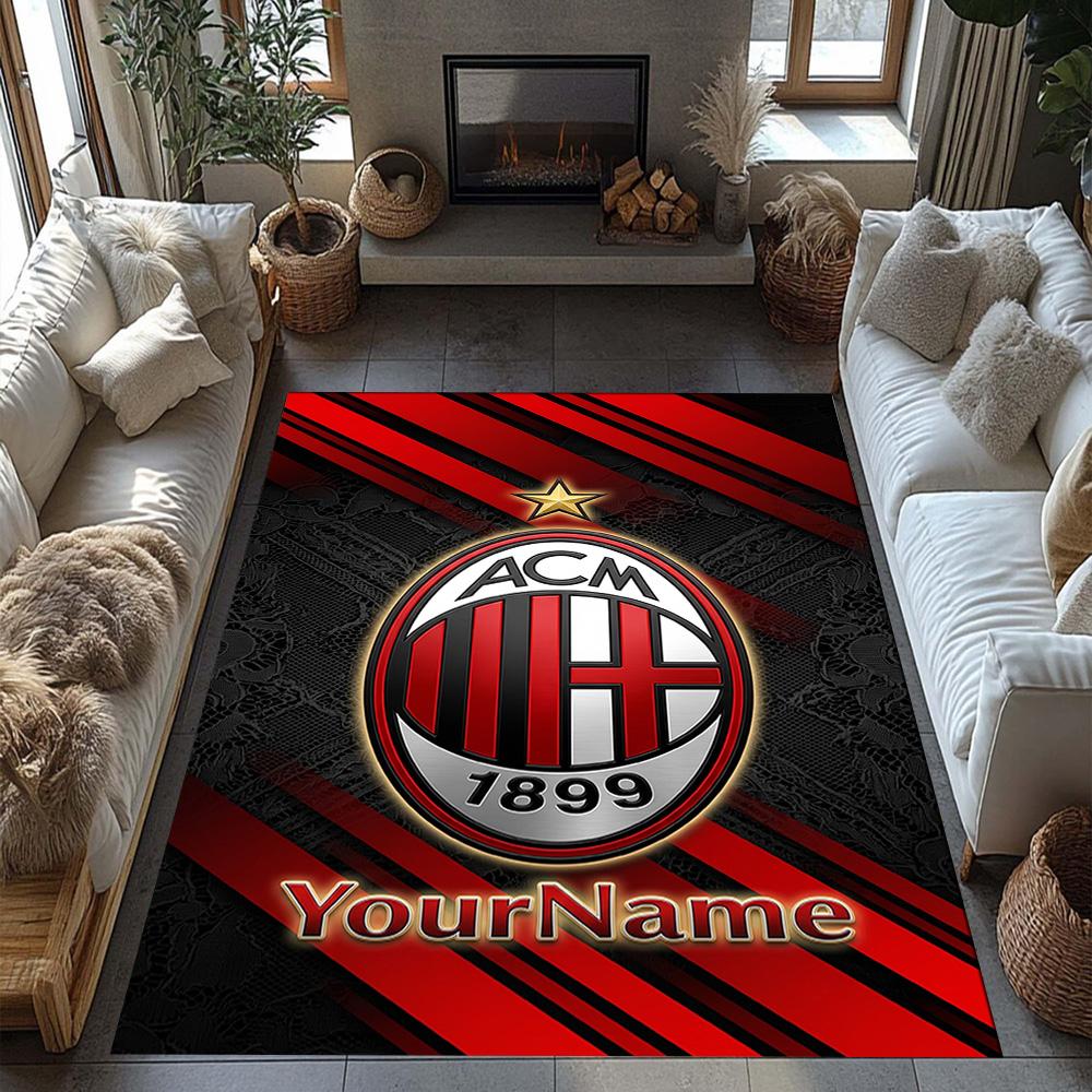 Ac Milan Customized Name Floor Rug Office Rug Perfect for Kitchen Balcony Decorate room Game Room Anti-slip Rug Office home decor Wedding Party Gift