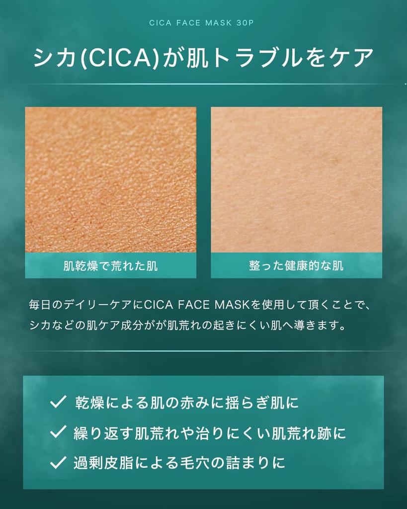 NILE Cica Face Pack for Skin Trouble, 30 Sheets