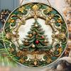 Wooden Christmas Sign with Christmas Tree Pattern - Navidad Round Sign for Front Door Wall Hanging Decor - Ideal Christmas Decoration