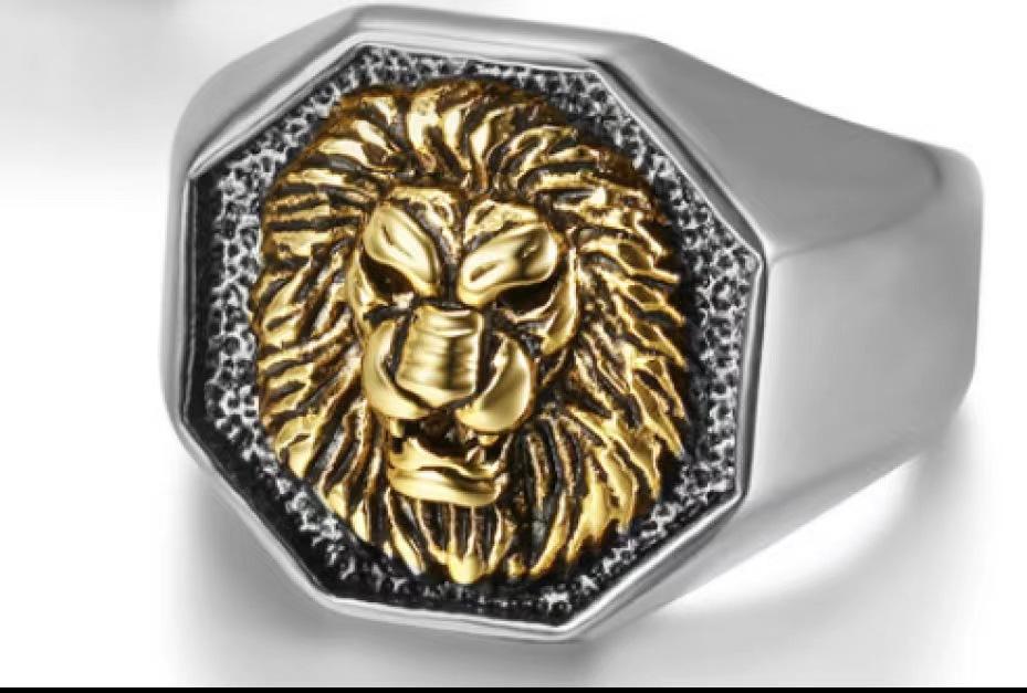 Bold Retro Sun God Lion Head Stainless Steel Fashion Ring