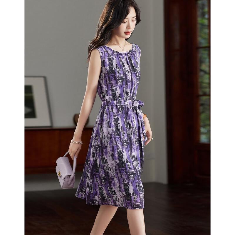 Demana Impressionistic Silk Sleeveless A-line Dress