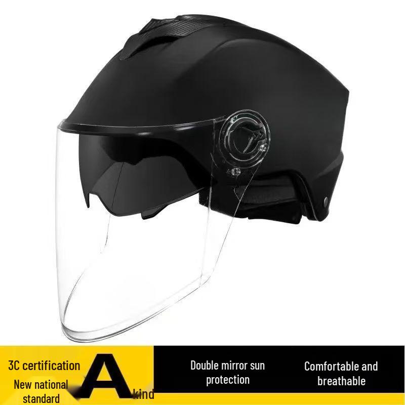 Durable Dual-Lens Motorcycle Half Helmet for Men & Women – Breathable, Sun-Protected, All-Season Safety