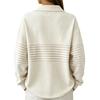 Women's Half-Zip V-Neck Long Sleeve Striped Print Sweatshirt Casual Fall Winter Pullover