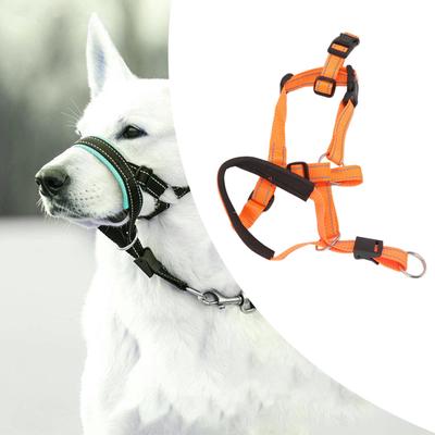 Dog Head Collar Breathable Dog Head Harness Dog Mouth Cover with   Strap for Outdoor