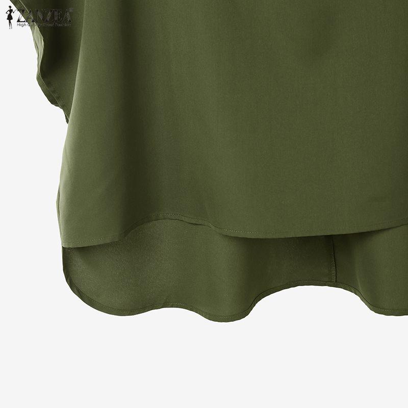 ZANZEA Women Summer Pile Collar Loose Half Sleeve Blouse