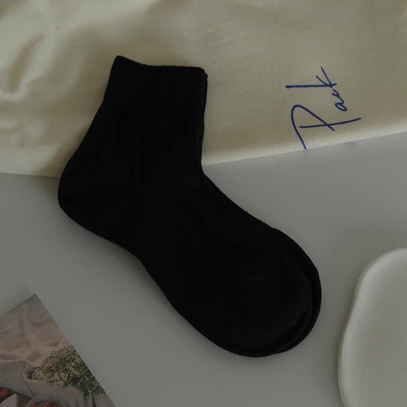 

Fafahome Short Tube Socks Classic Anti-Wrapped Yarn Vertical Strip Solid Color Casual Tube Socks College Wind Socks One size чорний