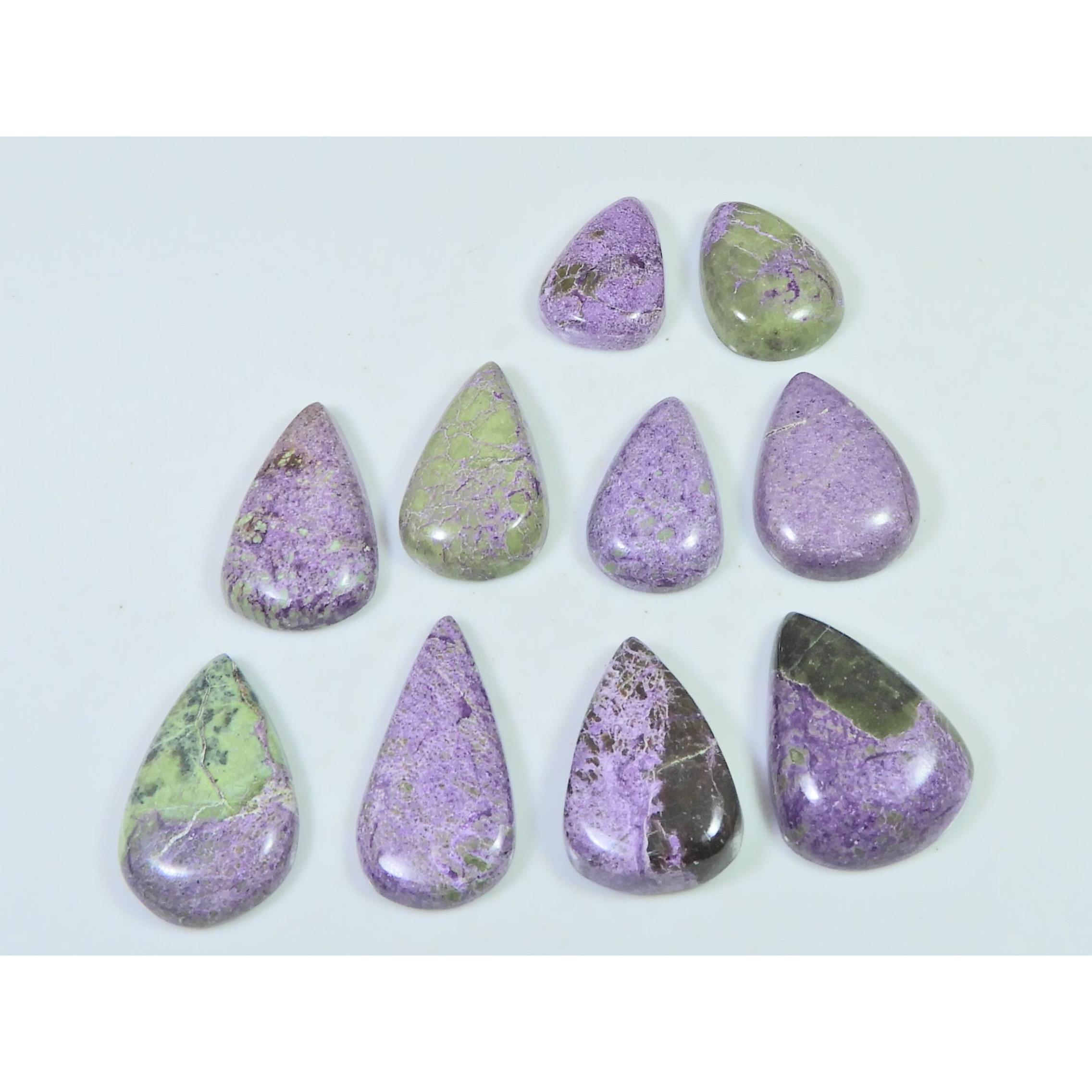120Cts. Natural Stichtite Pear Shape Cabochon Loose Gemstone 10Pcs Lot C-2372