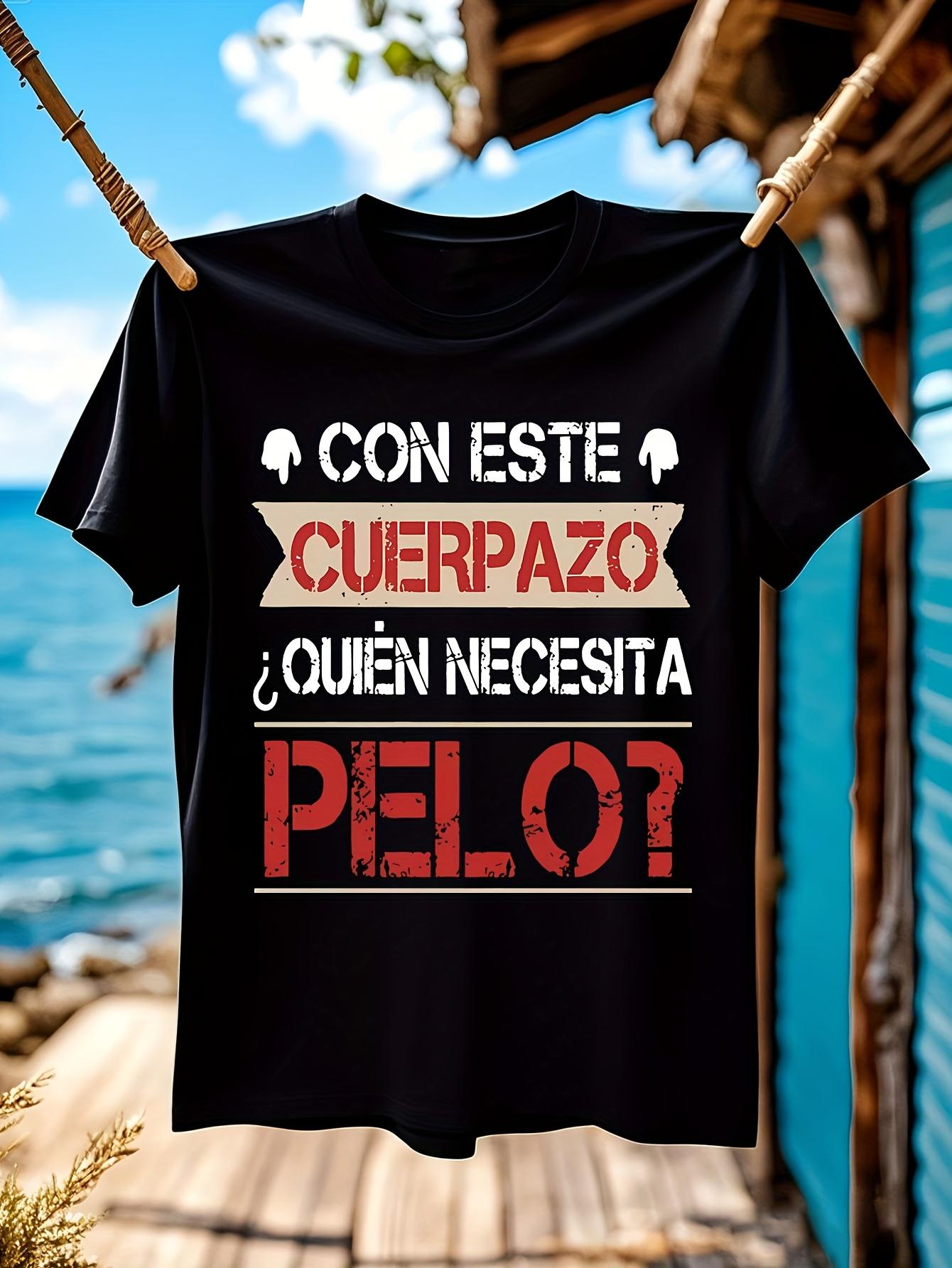 Funny Tshirt Funny Spanish Text Tshirt for Men - Black Te... L