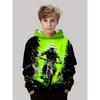 Barnegenser Guttemote Motocross Racing 3D-trykt Casual Hettegenser Langermet Polyester Sportstopper Genser Barneklær