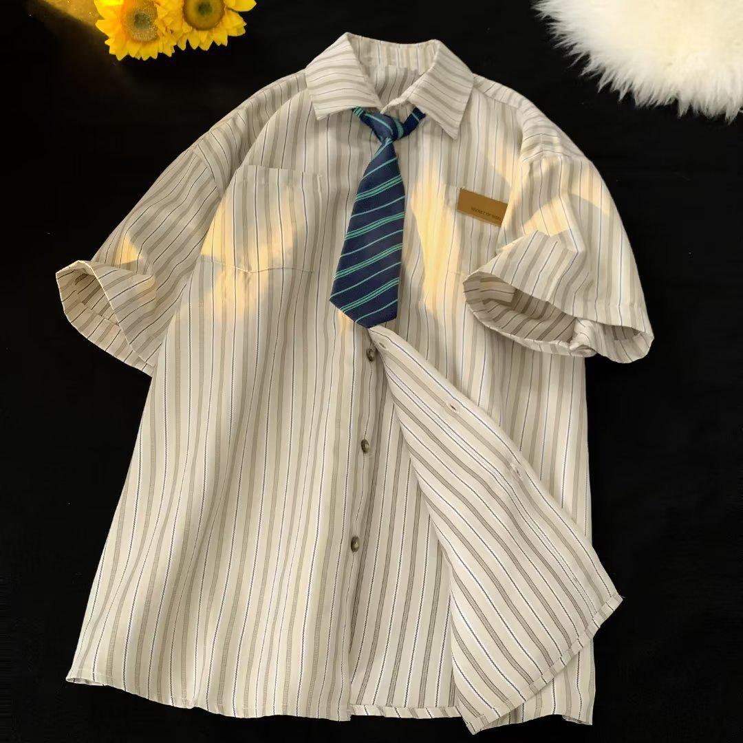 

Мужская летняя куртка-рубашка в японском стиле с короткими рукавами в ретро-стиле L