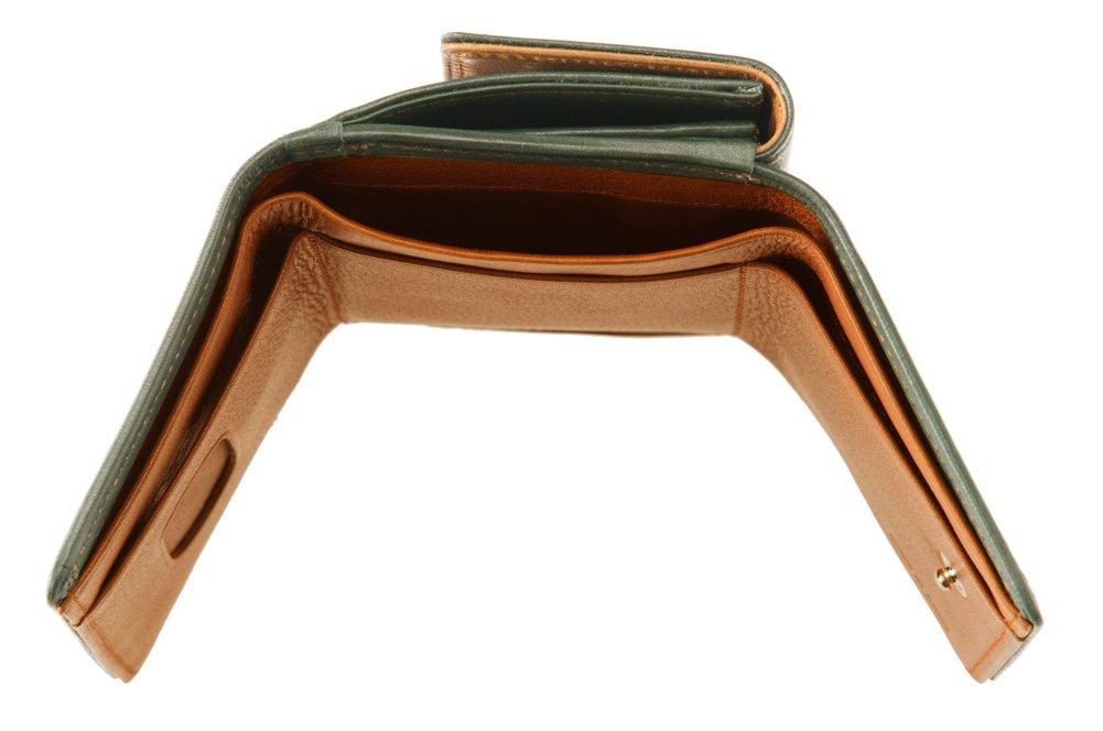 CYPRIS Silky Kip Tri-Fold Wallet 1718 (Men's Leather Tri-Fold Wallet) (Size 6, Green)