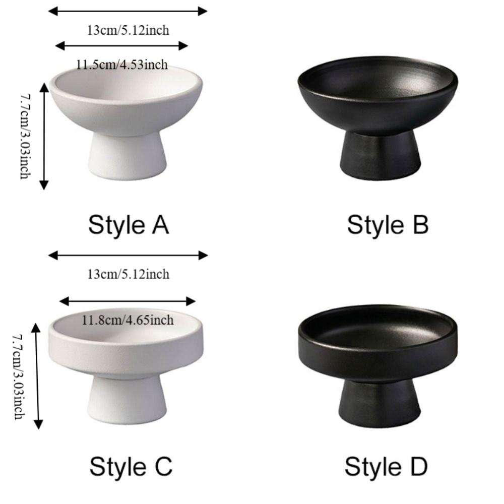 Elegant Chinese Style Ceramics High Footed Fruit Tray Vintage Solid Color Dessert Plate Matte Texture Snack Tray Pudding