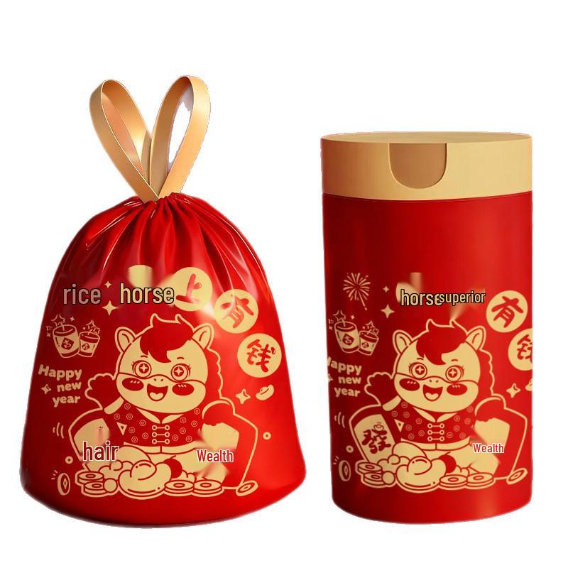 New Year Lucky Extra Thick Red Drawstring Garbage Bags - Tear-Resistant & Handheld for Kitchen Use