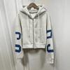 Loose Fit Women Hoodie With Letter Print Long Sleeve Drawstring Color Block Casual Sweatshirt