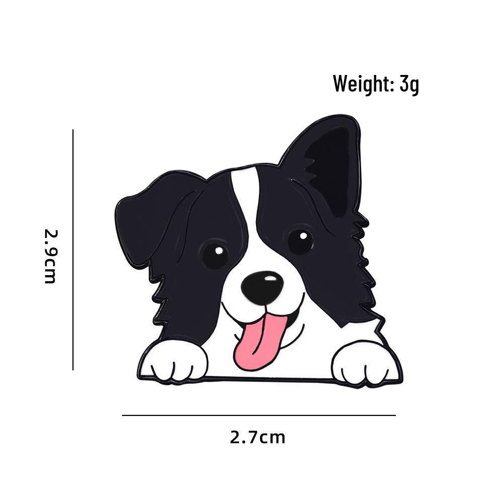Cute Corgi & Border Collie Metal Badge Brooch - Cartoon Animal Pin for Dogs