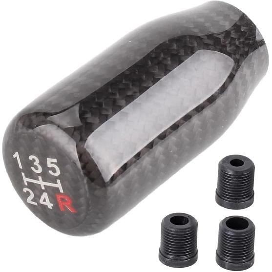 Muge Racing Carbon Fiber Shift Knob for Automatic and Manual Vehicles, Carbon Fiber Gear Shift Knob, 5 Speed Black