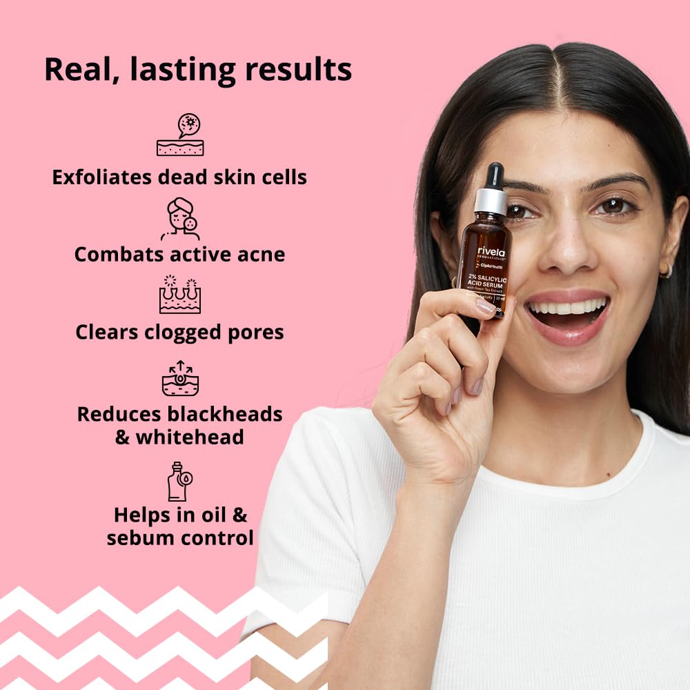 Rivela Dermascience 2% Salicylic Acid Face Serum 30ml Pack of 1 For Acne Oil Control Blackheads