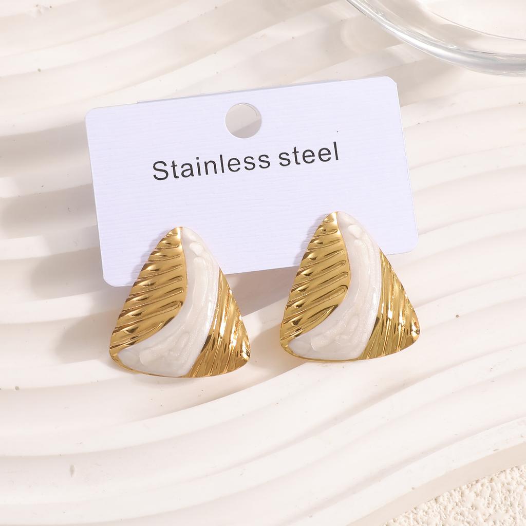New French retro fashion stainless steel stud earrings ins personalized design earrings ear jewelry