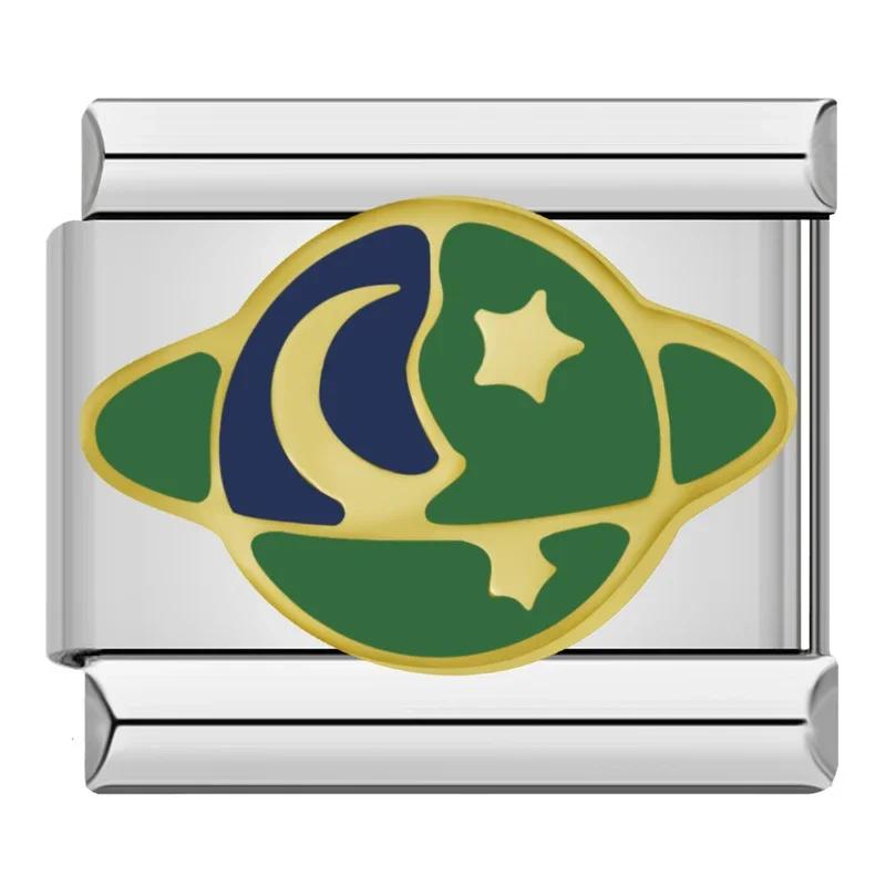 New 2024 Fashion Star Rainbow Landscape Charm Italian Links Fit 9mm Bracelet Stainless Steel Making DIY Jewelry DJ769