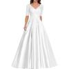 New evening dress lace V-neck short-sleeved long dress temperament party host new dress