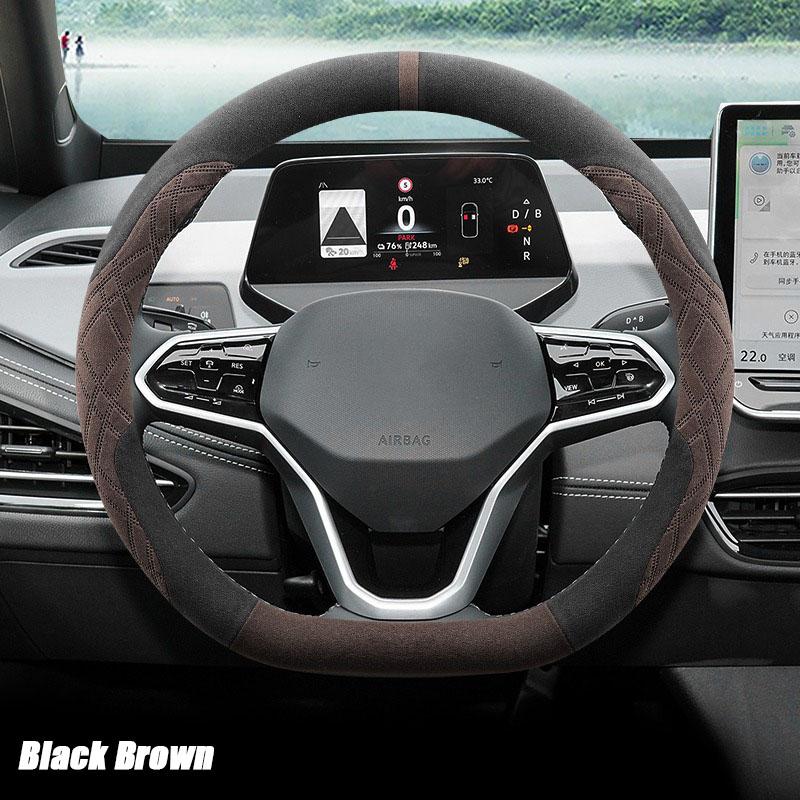 For Volkswagen ID.3 Magotan GTE Passat ID.4 6 x Tayron ID.7 CROZZ Car Steering Wheel Cover Anti Slip Breathable Auto Accessories