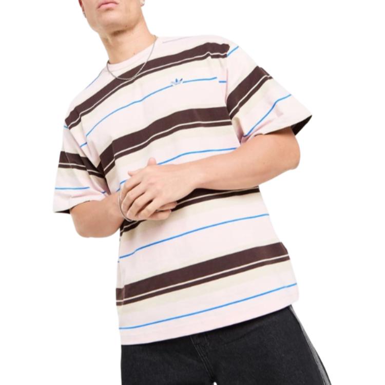 Adidas Originals Striped Loose Fit Crew Neck Short Sleeve T-Shirt Men Tops KX1269 M