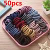 50PCS/Set New Women Girls Candy Colors Nylon Basic Scrunchie Hair Tie Ponytail Hold Hair Rubber Bands Fashion Hair Accessories