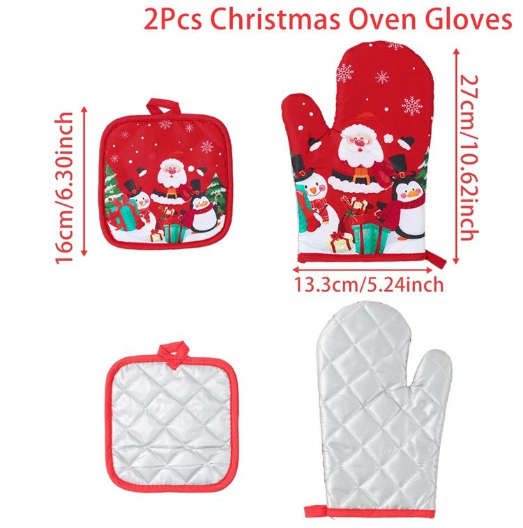 Christmas Oven Gloves Merry Christmas Decoration for Home 2025 Mitts Oven Gloves Xmas Ornaments Navidad Natal New Year Gift 2026