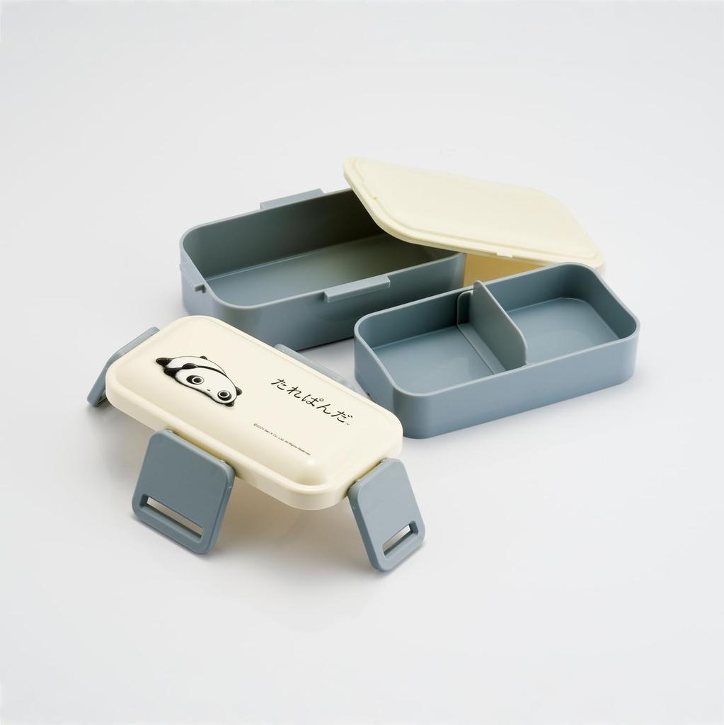 Fiambrera Skater, 2 pisos, 600 ml, para mujer, Hecha en Japón, con tapa suave en forma de cúpula, Apta para lavavajillas y microondas, Diseño Tarepanda (PFLW4AG-A)