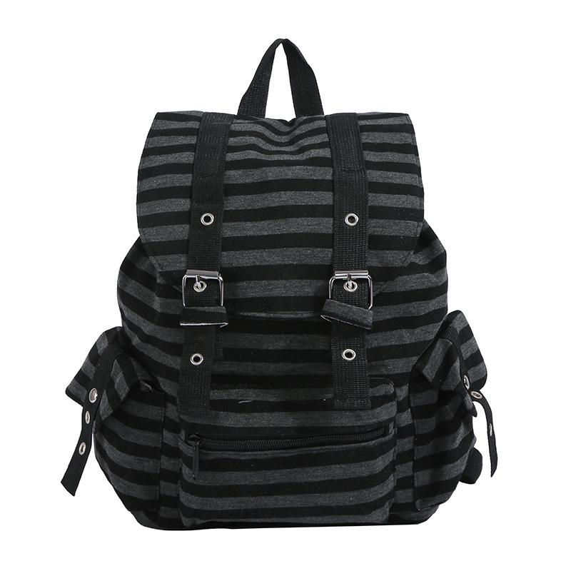 Korean Retro Stripe Backpack: Versatile, Large Capacity for Students