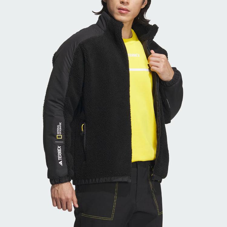 adidas X National Geographic Color Block Outdoor Fleece Jacket Men Jacket Black IL8982