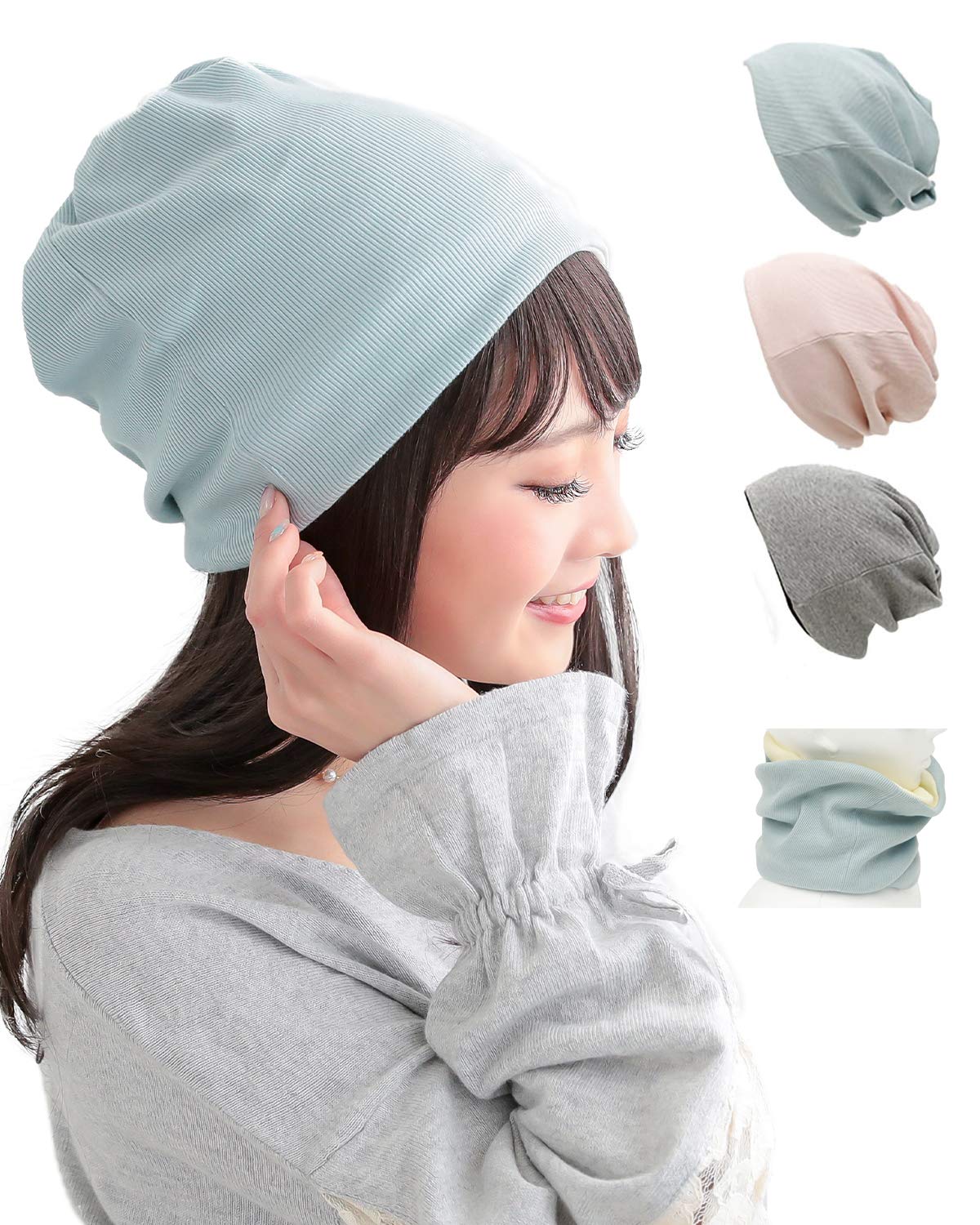 

Aquador Cotton Screw Watch 2-Way Neck Warmer Hat, Gray (mdh007GY)