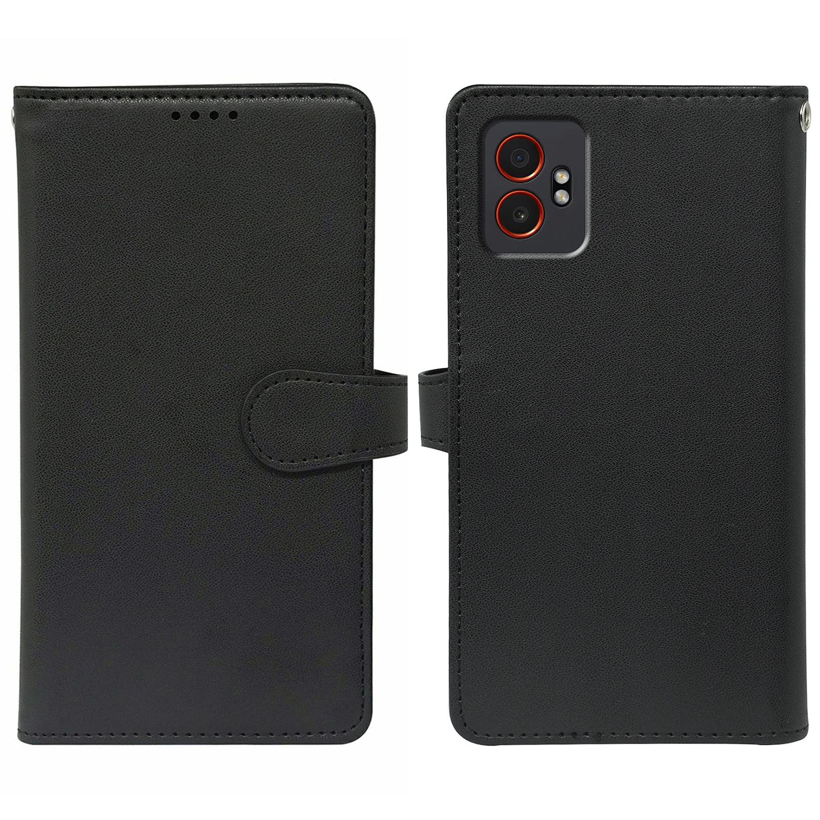 

For Samsung Galaxy XCover7 Pro Case with 9 Card Slots PU Leather Stand Phone Cover Black