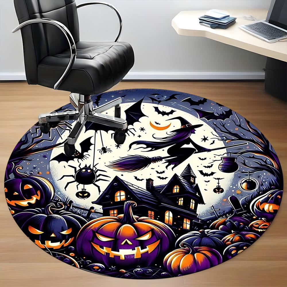 1pc Halloween Spooky Office Round Area Rug, Under Office Chairs Bedroom Living Room Home Decor, Room Deco, Available in Various Sizes