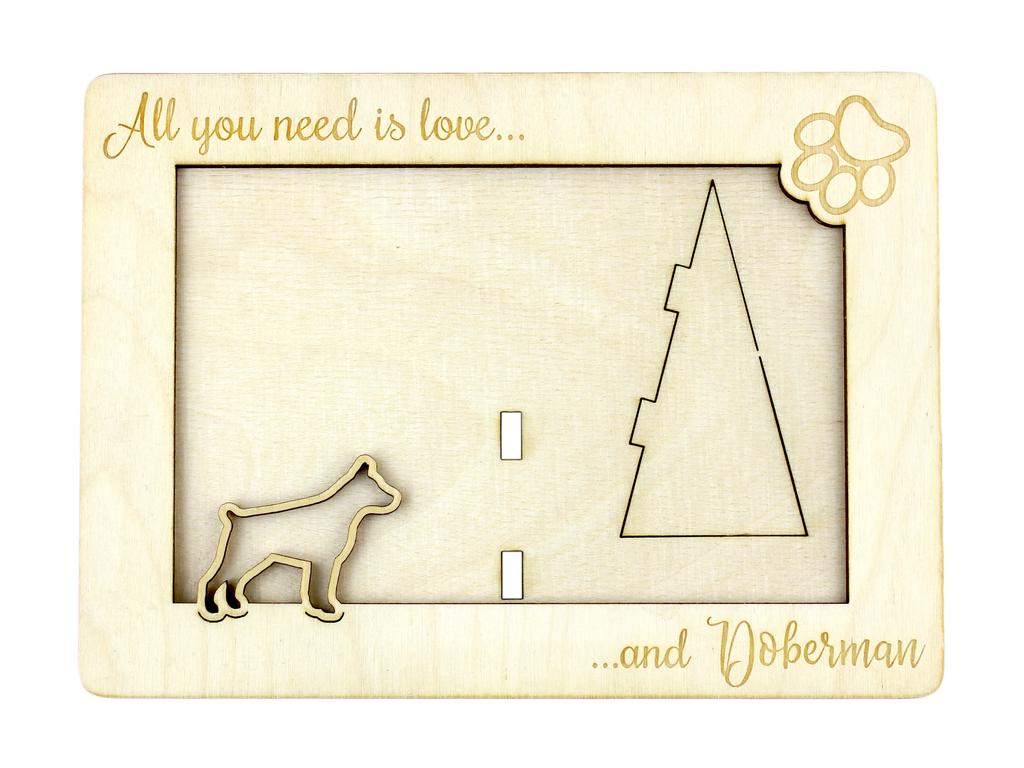 Dobermann, Doberman Pinscher, Dobie - Photo frame, engraved wooden frame, a lovely gadget for the dog lover by Art-Dog