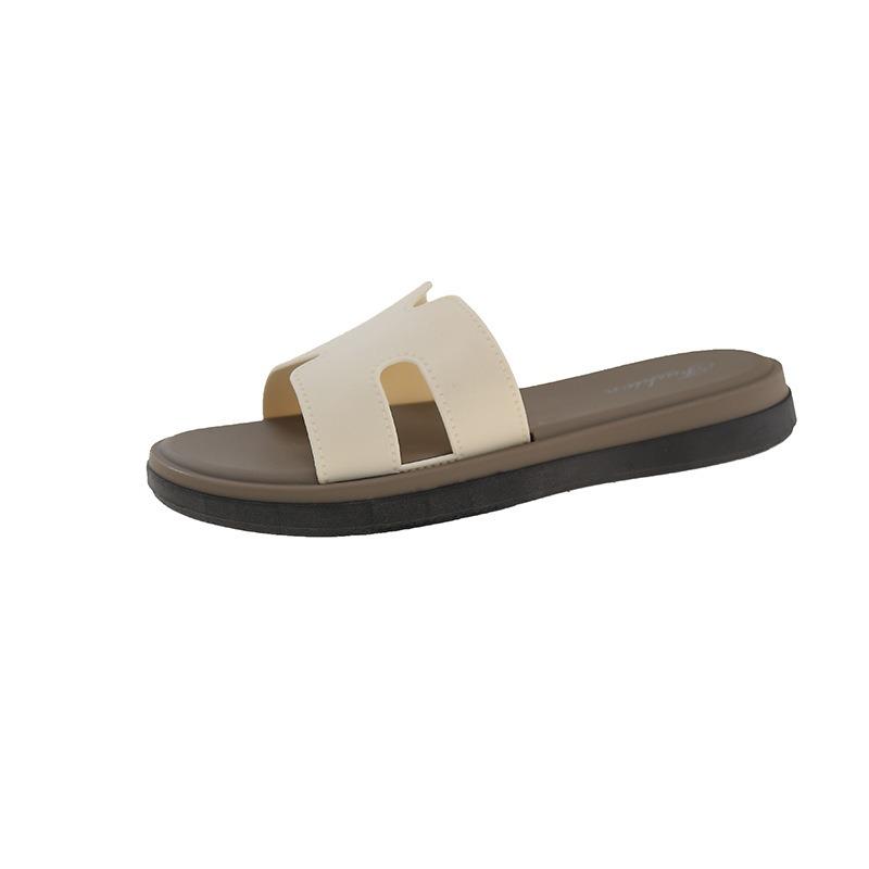 Flat-bottomed Slippers for Women's Outer Wear Summer New High-end Soft-bottomed Retro Beach Beautiful One-word Small Cool Slippers