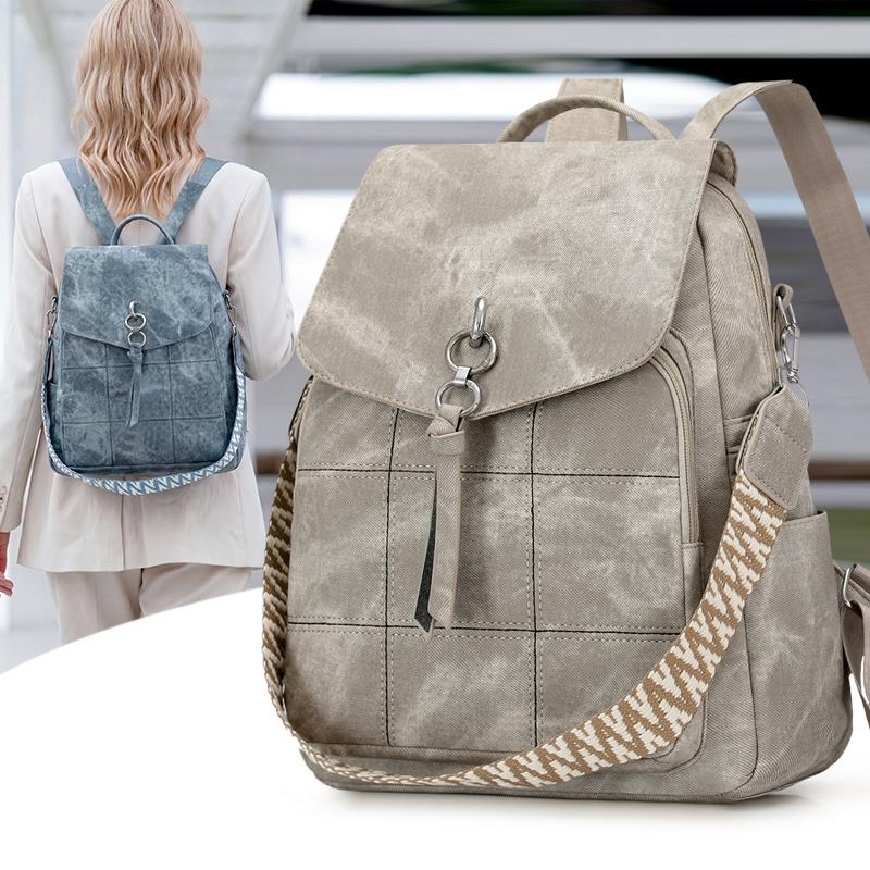 Women's Multifunctional Shoulder Bag PU Large Capacity Travel Backpack