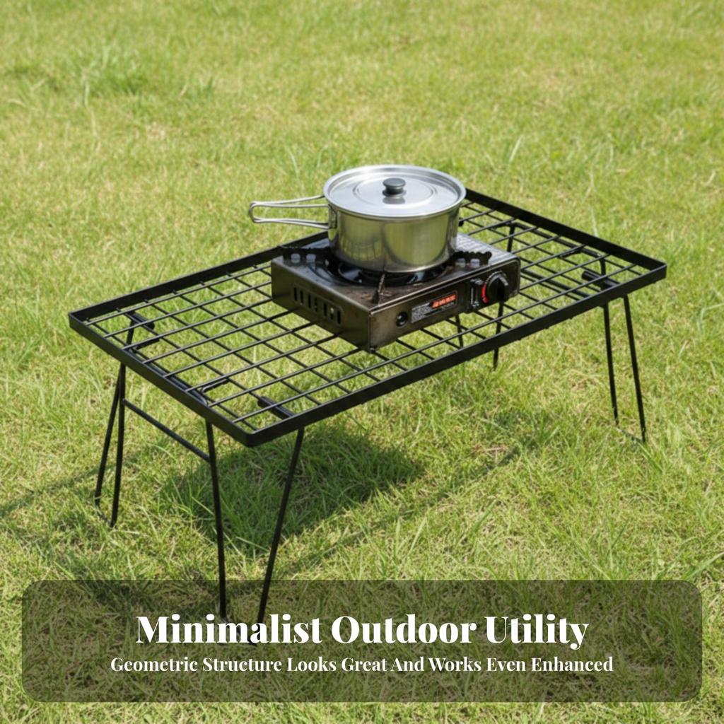 Foldable Iron Wire Table | Compact Outdoor Surface, Folding Camp Table, for