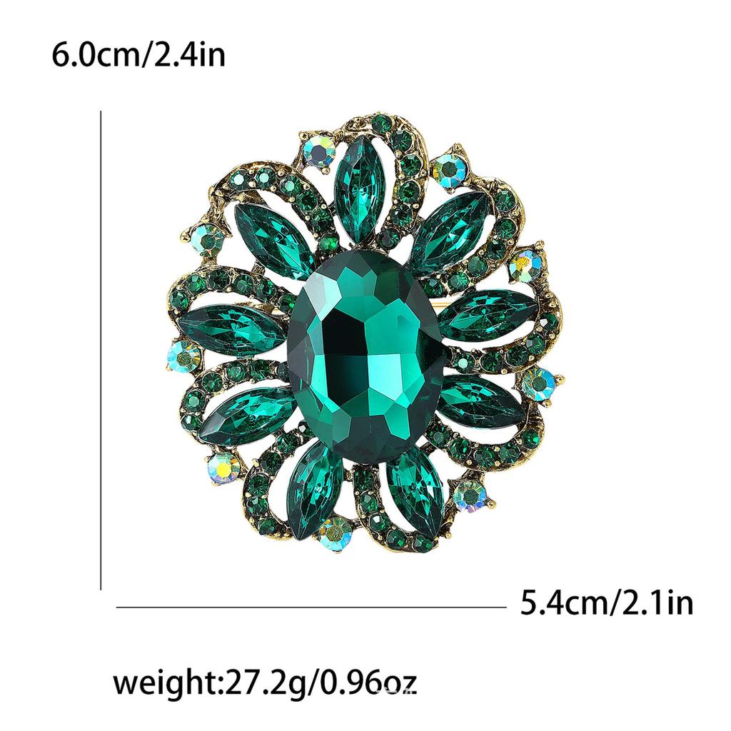 Spilla Brooch in Lega e Vetro Retrò - Gioiello Elegante per Sciarpa e Cappotto da Donna