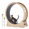 SucceBuy Holz-Katzenlaufrad Großes Katzen-Laufbandrad für Indoor-Katzen Laufrad mit Abnehmbarem Teppich & Katzen-Spielzeug
