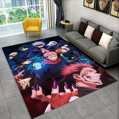 Cartoon Jujutsu Kaisen Anime Itadori Yuj Teppich für Spielzimmer Schlafzimmer Wohnzimmer Sofa Heimdekoration, rutschfeste Bodenmatte für Kinder