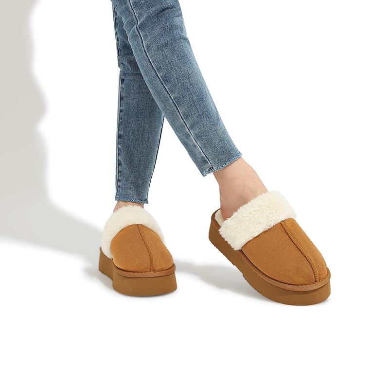 Fashion Winter Fluffy Women's Fuzzy Slippers Indoor Platform House Slippers Warm Short Plush Cotton Slippers With Memory Foam Slippers