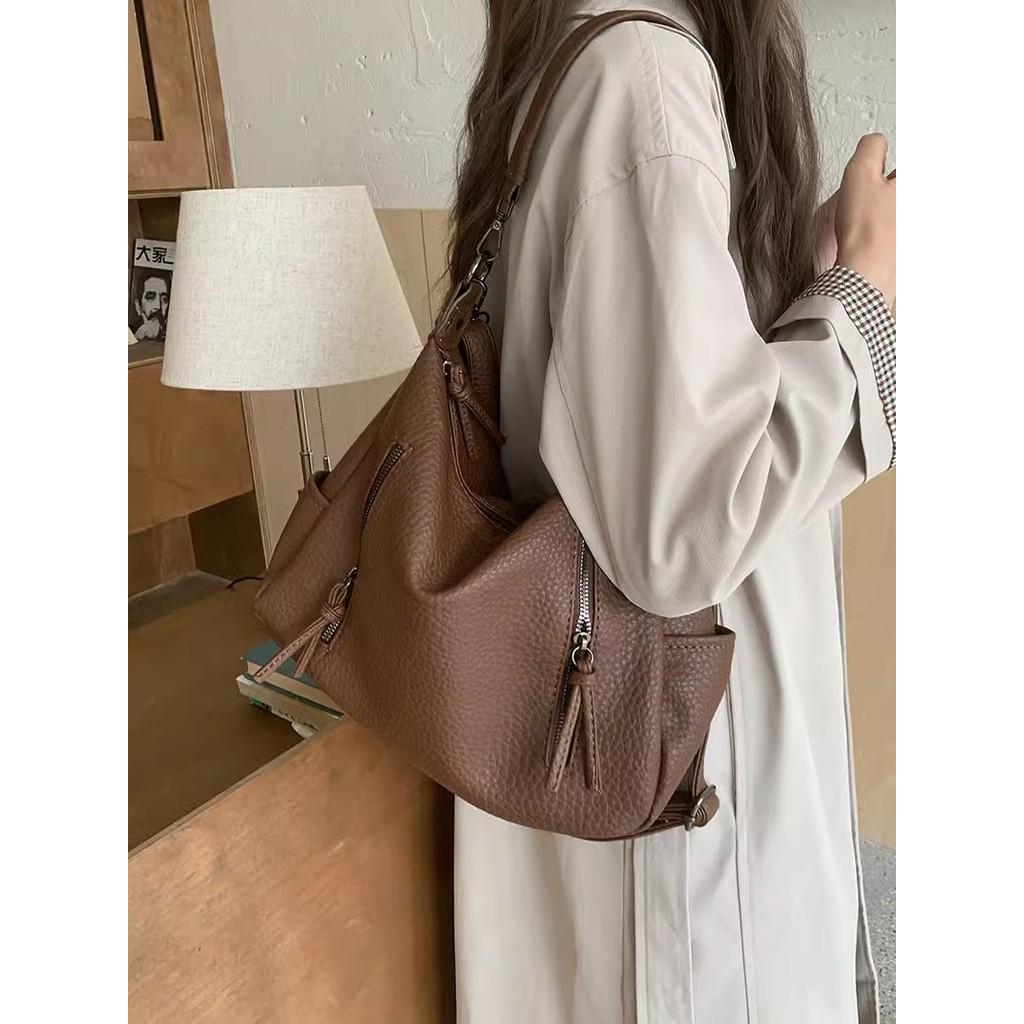 IELGY Korean Niche Underarm Bag Women's Trendy Fashion Retro Portable Tote Bag