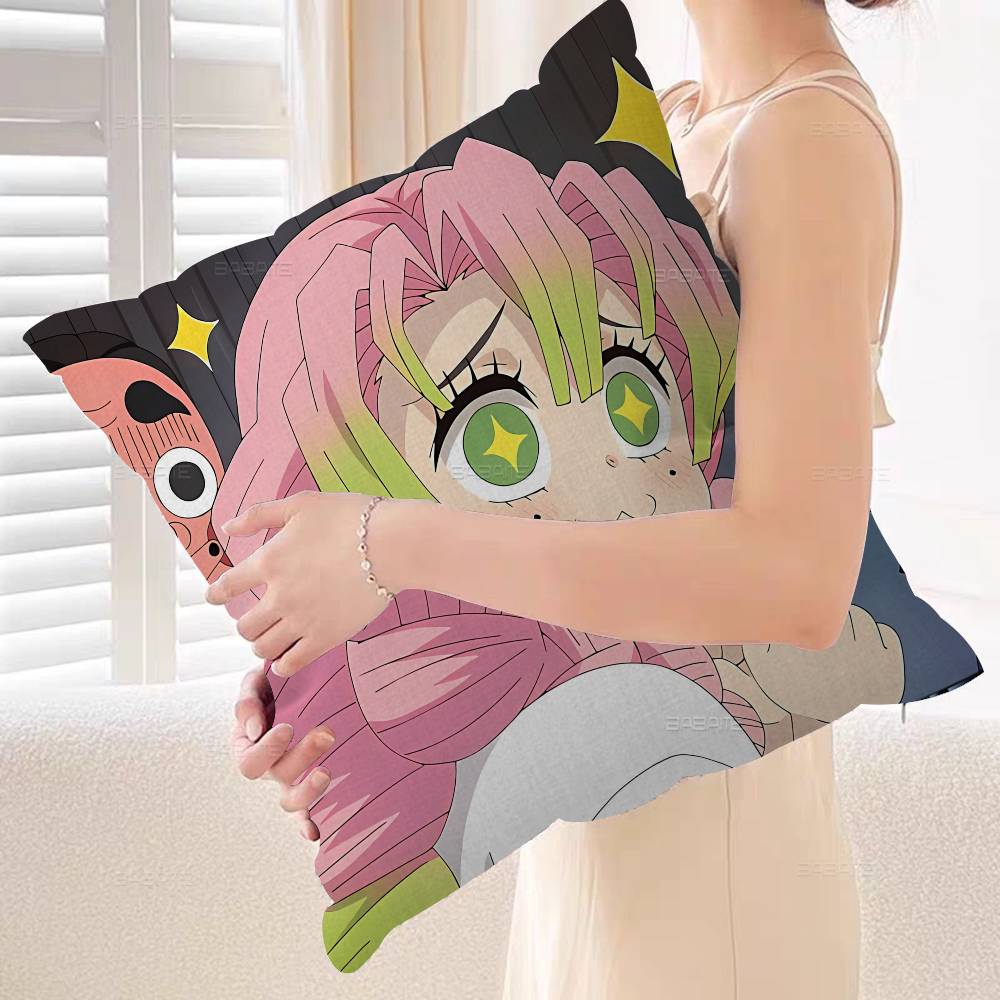 Anime Character Mitsuri Kanroji Pillow Cushion Cover Pillowcase Living Room Sofa Home Decor Customized