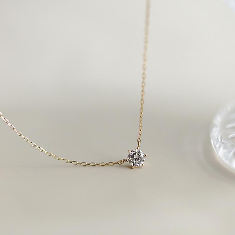 Silver Gold Plated Necklace Versatile Single Sparkling Zircon Clavicle Chain for Women Wedding Jewelry