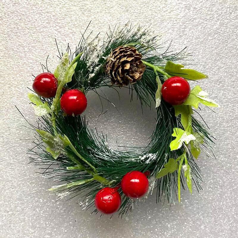Jul Vindu Bær Furu Liten Krans Hengende Dekorasjoner XMAS Hjem Girlander
